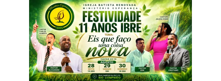 Aniversário de 11 anos da igreja batista renovada ministério esperança