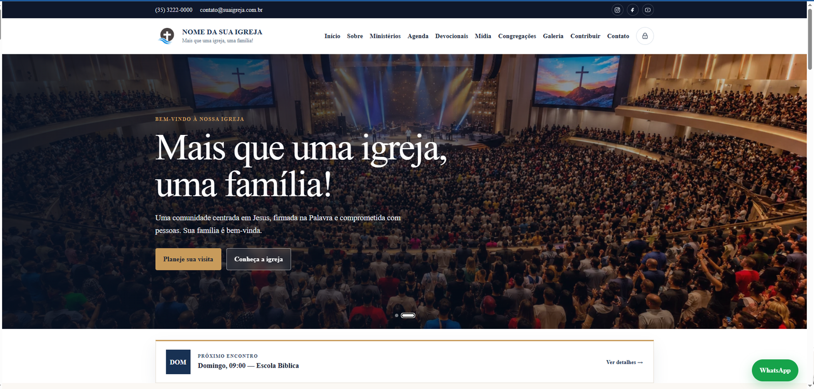 Versão para computador do template Clássico