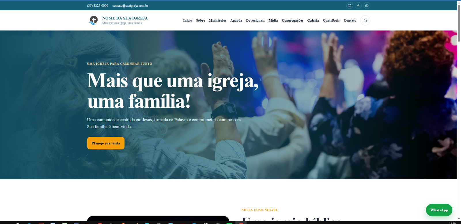 Versão para computador do template Comunidade