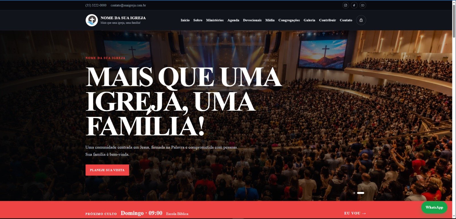 Versão para computador do template Impacto