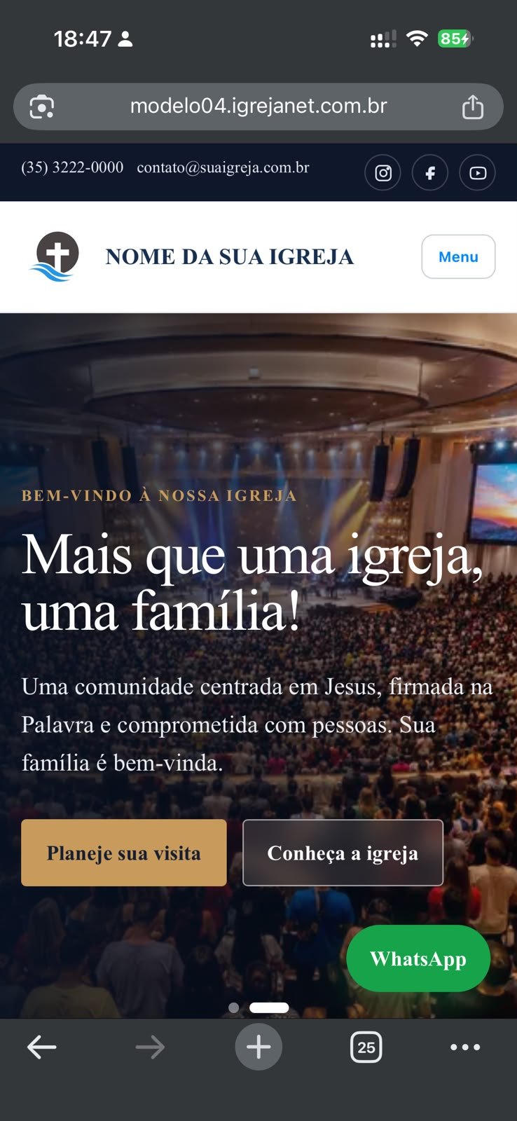 Versão para celular do template Clássico