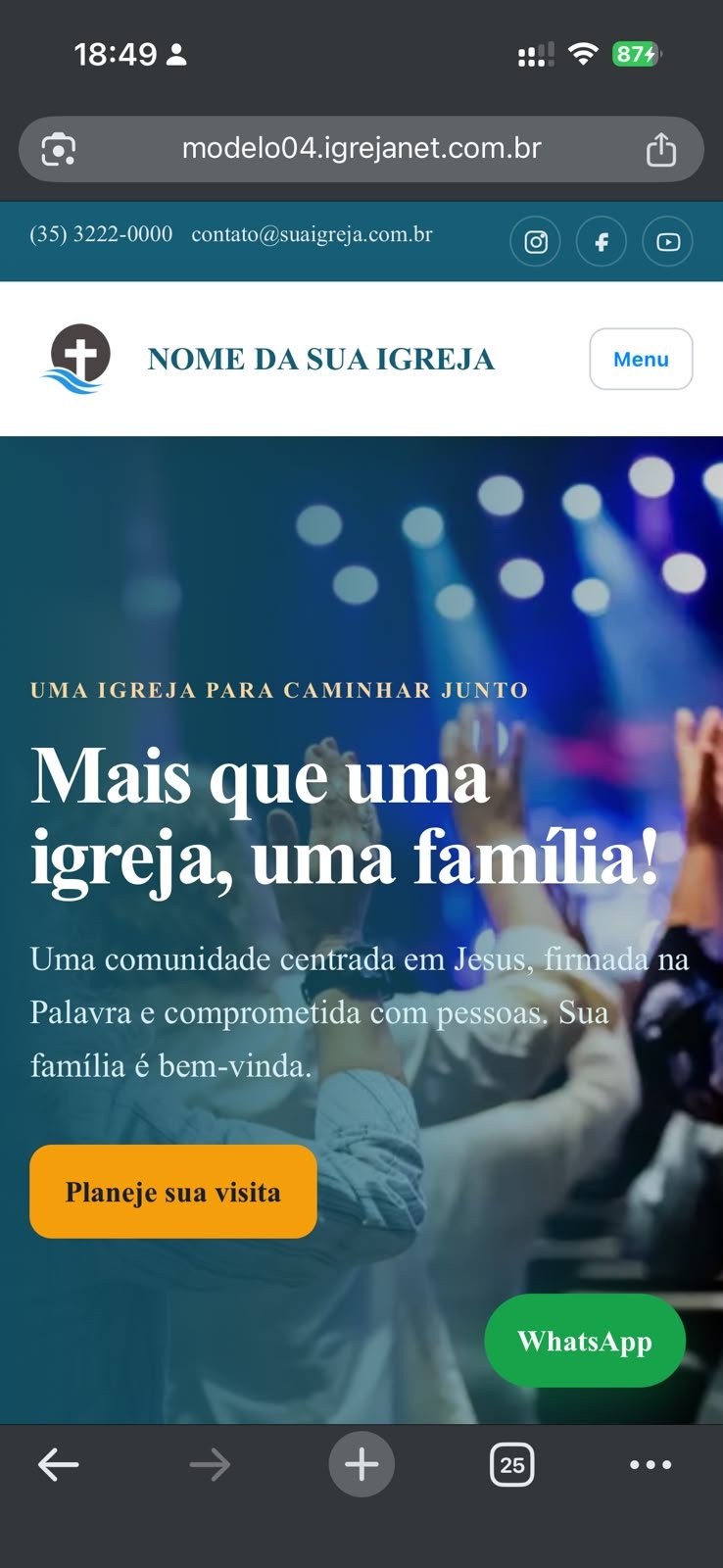 Versão para celular do template Comunidade