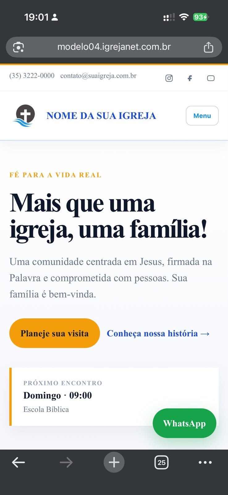 Versão para celular do template Essencial