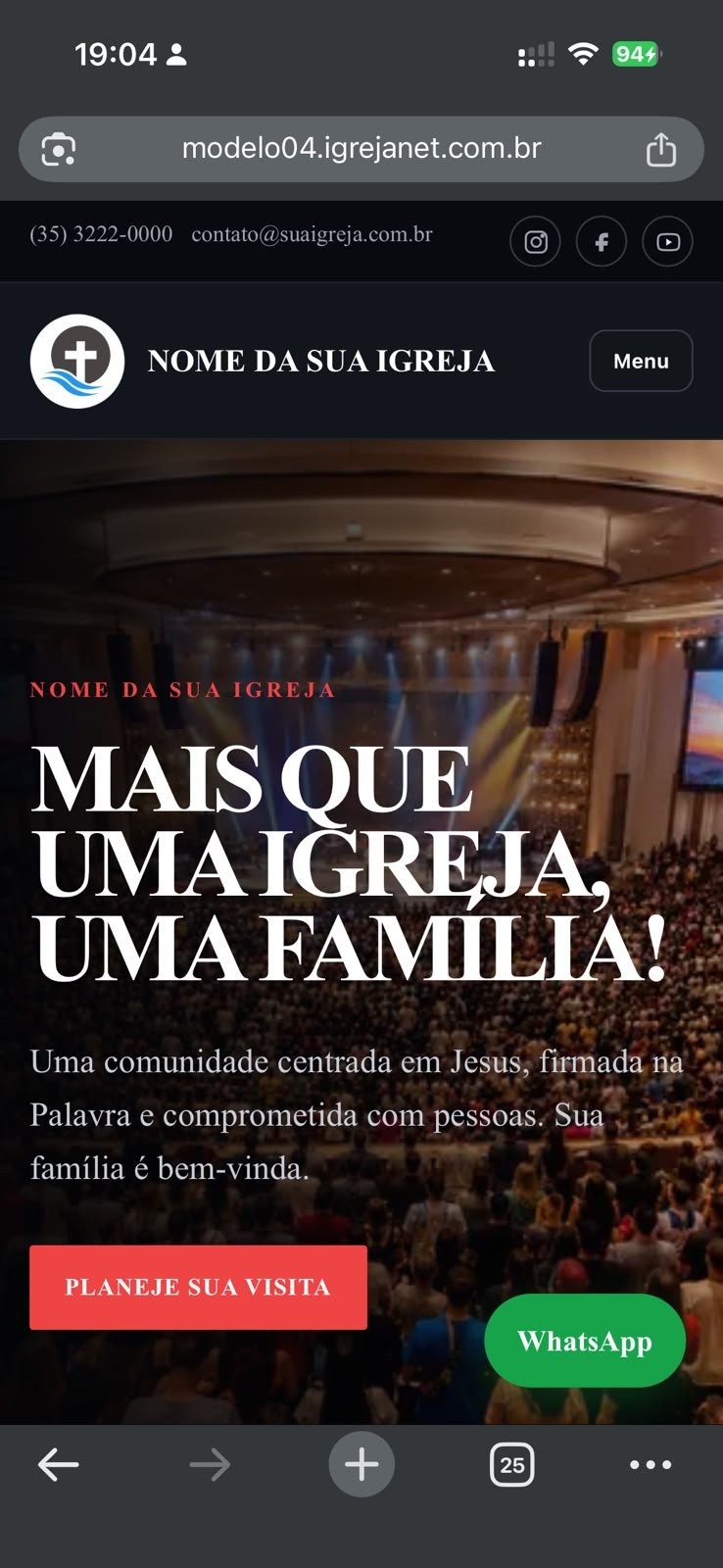 Versão para celular do template Impacto